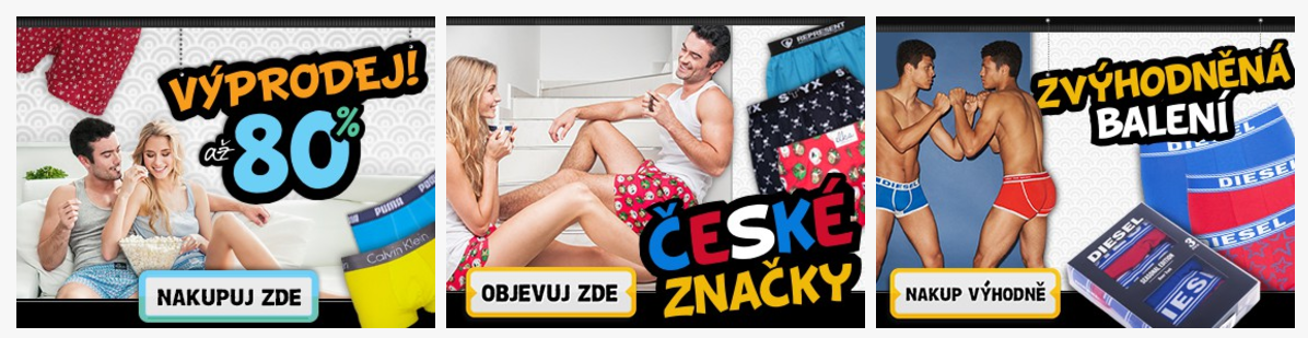 České značky trenýrek ve výprodeji